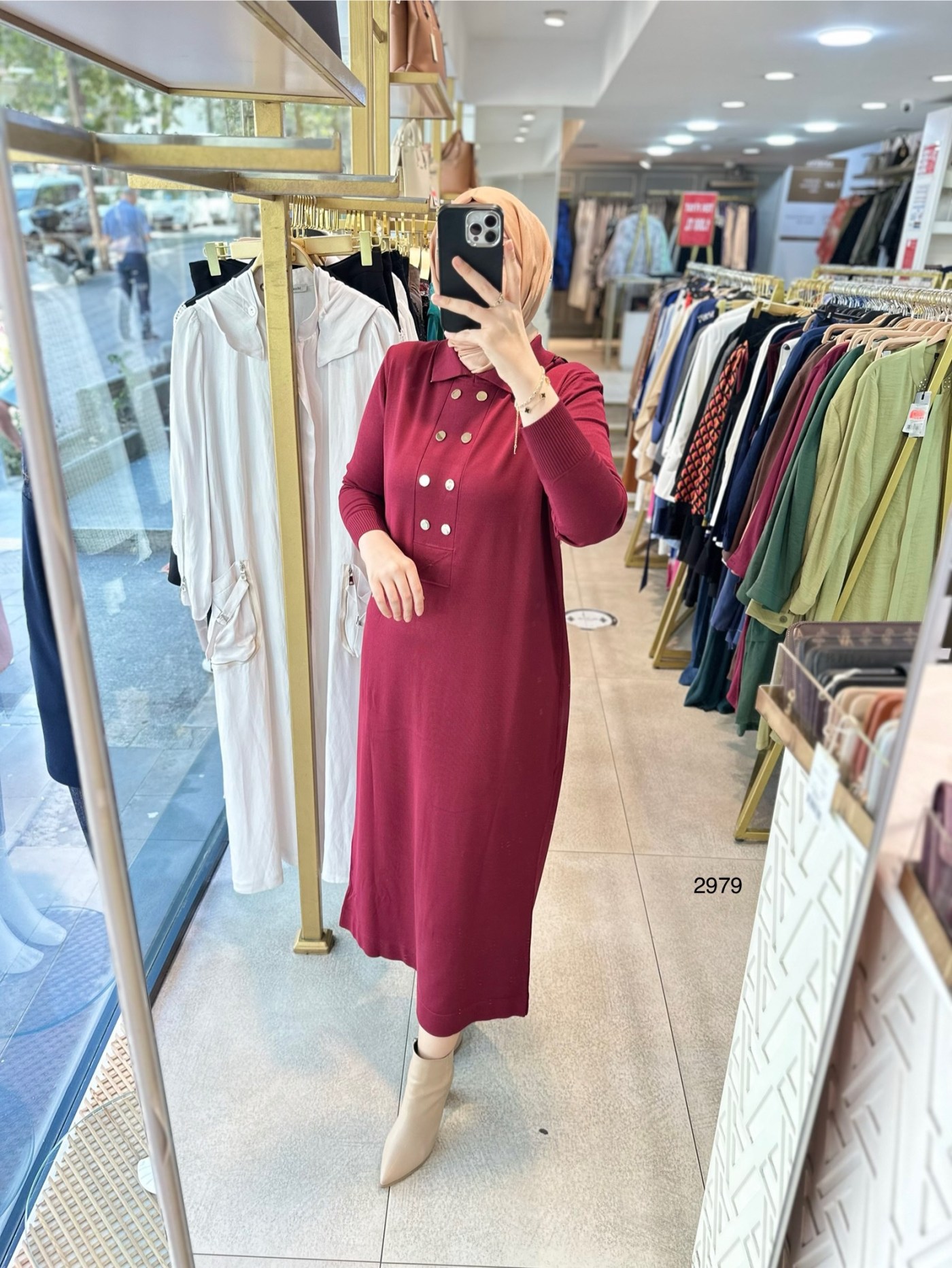 2979 ÇIT CIT DETAYLI TRİKO ELBİSE