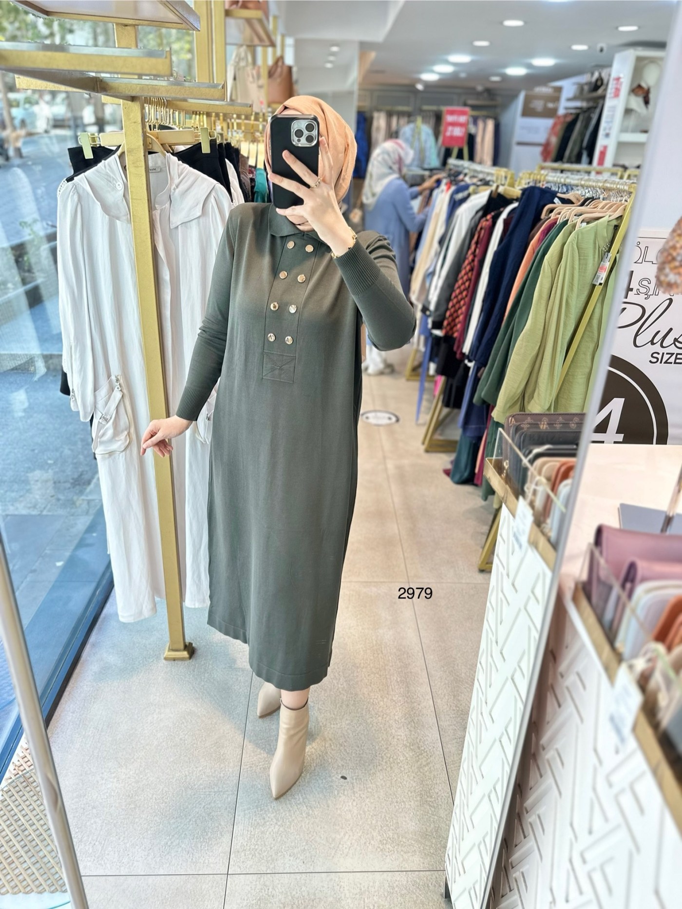 2979 ÇIT CIT DETAYLI TRİKO ELBİSE