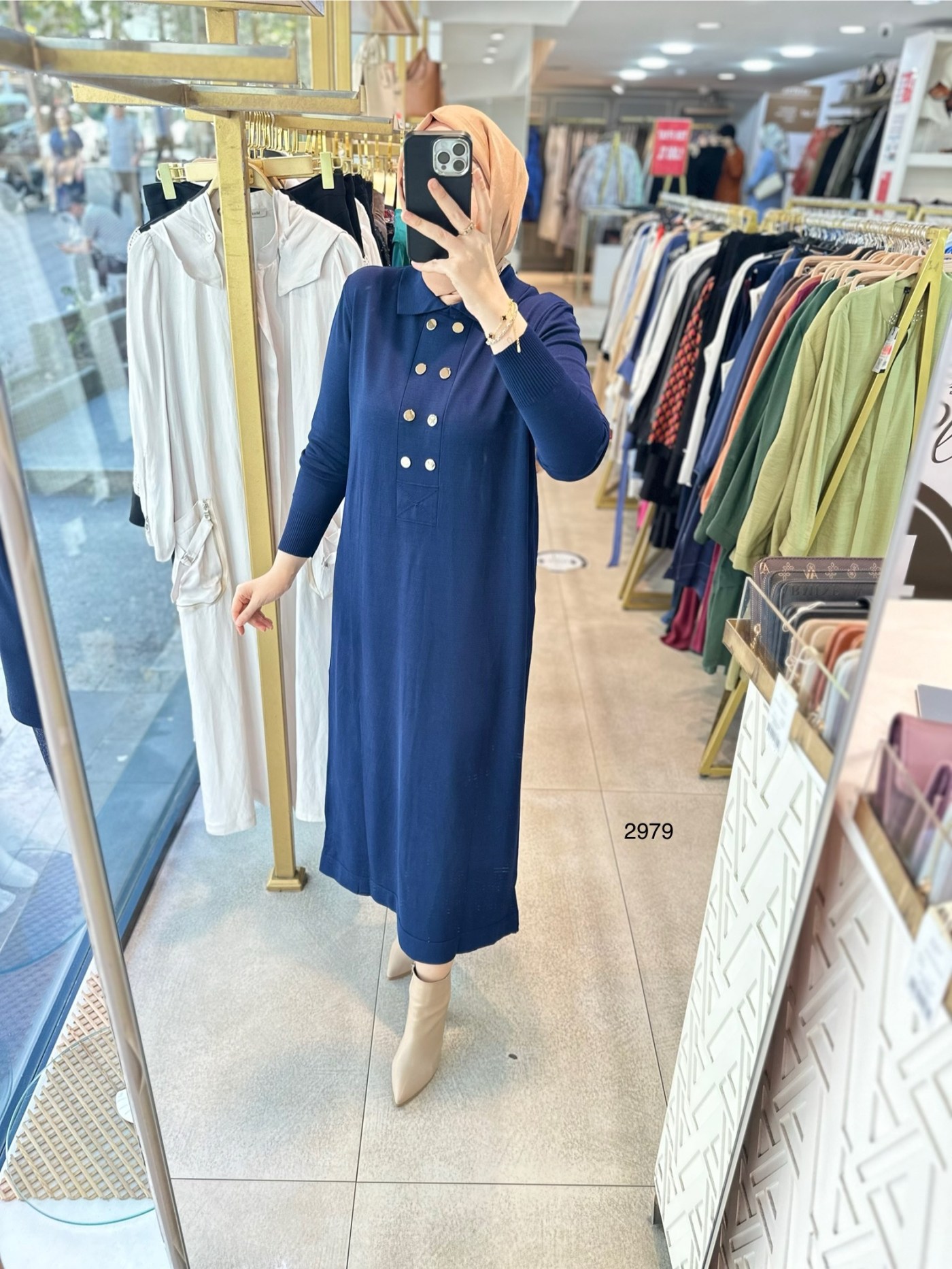 2979 ÇIT CIT DETAYLI TRİKO ELBİSE