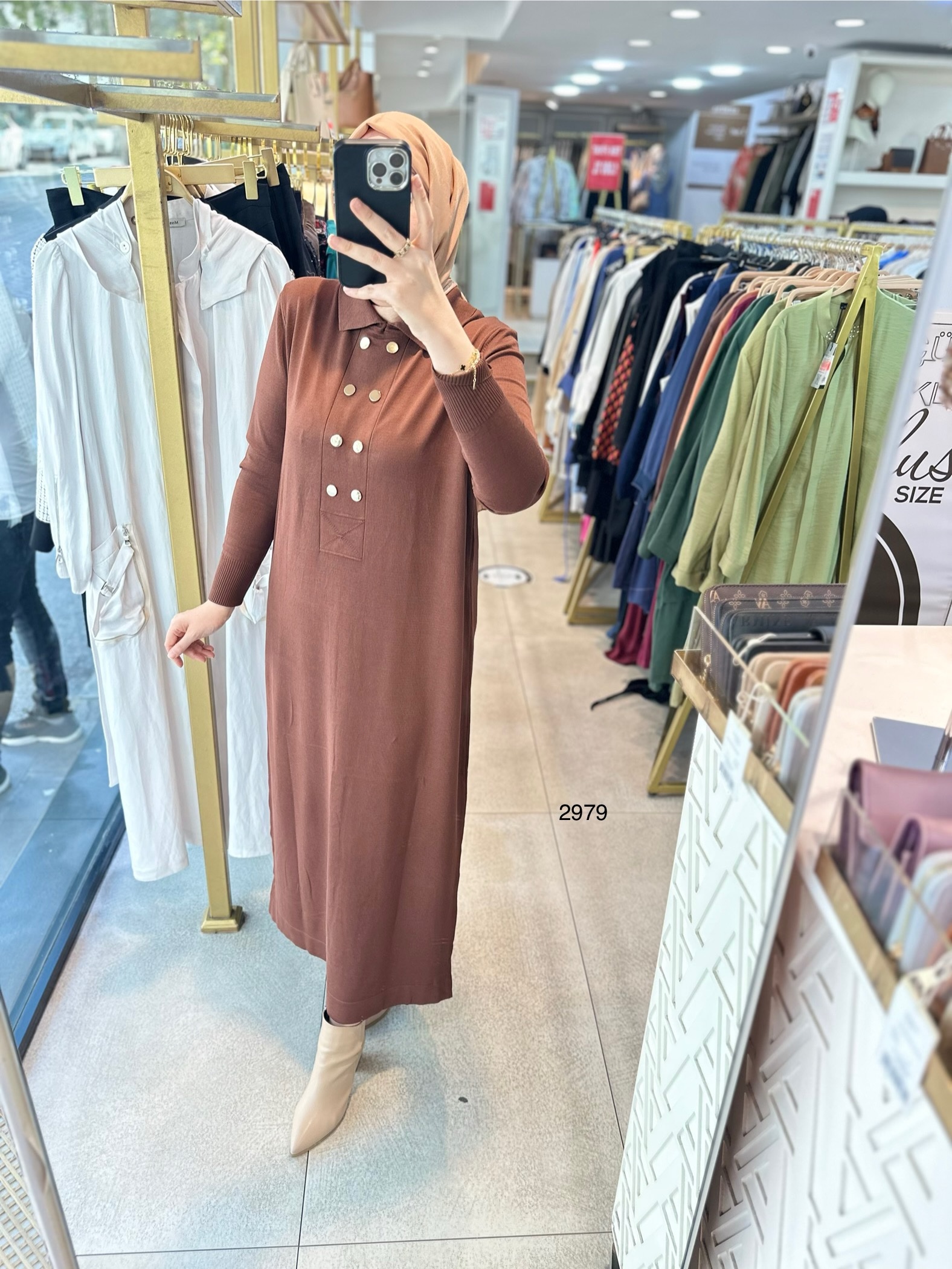 2979 ÇIT CIT DETAYLI TRİKO ELBİSE - Görsel 10