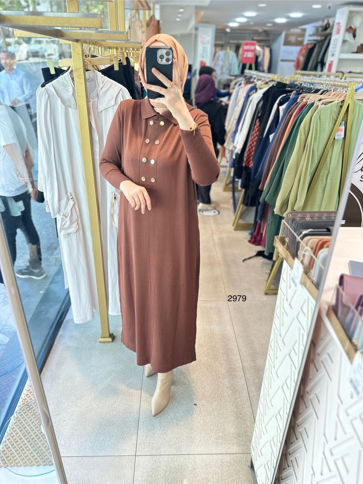 2979 ÇIT CIT DETAYLI TRİKO ELBİSE