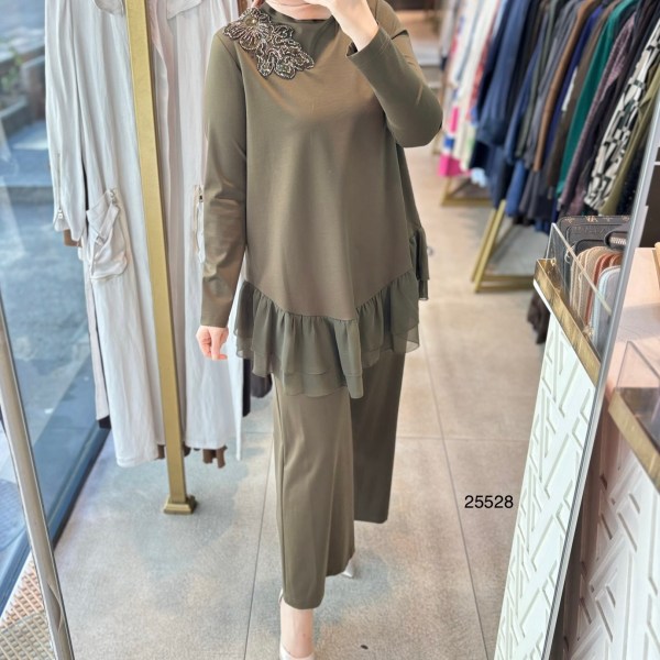 25528 TÜL VE TAŞ DETAYLI ALT ÜST TAKIM - Görsel 3