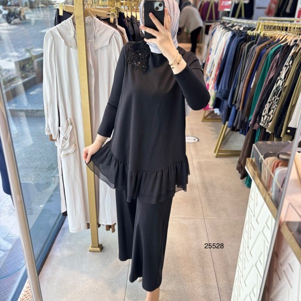 25528 TÜL VE TAŞ DETAYLI ALT ÜST TAKIM - Görsel 6