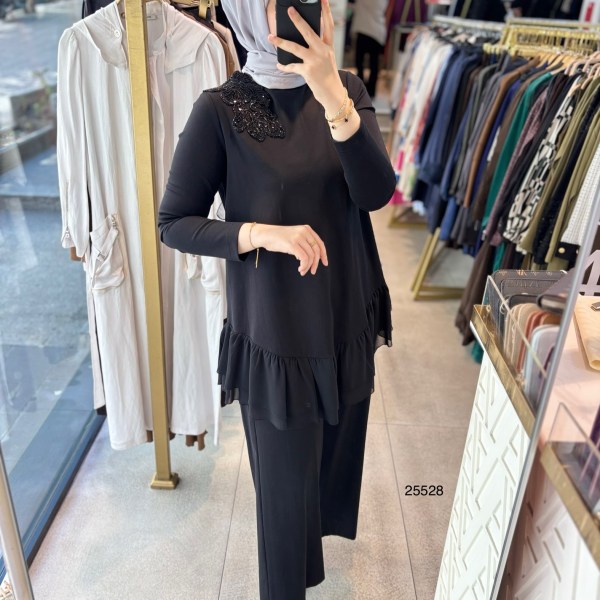 25528 TÜL VE TAŞ DETAYLI ALT ÜST TAKIM - Görsel 4