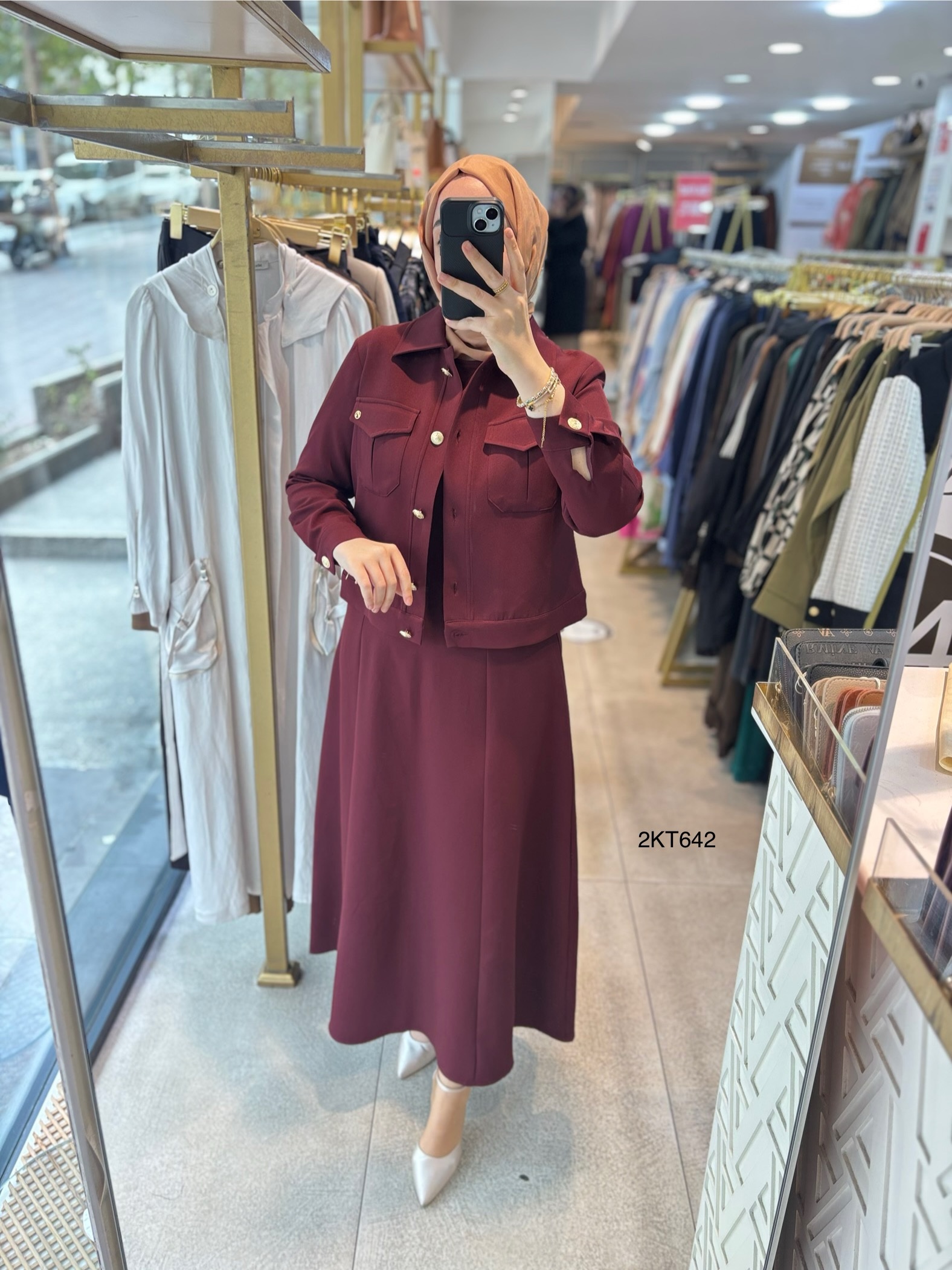 25KT642 ARMİNE TREND JİLE CEKET ELBİSE - Görsel 4