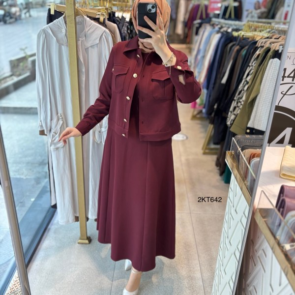 25KT642 ARMİNE TREND JİLE CEKET ELBİSE - Görsel 6