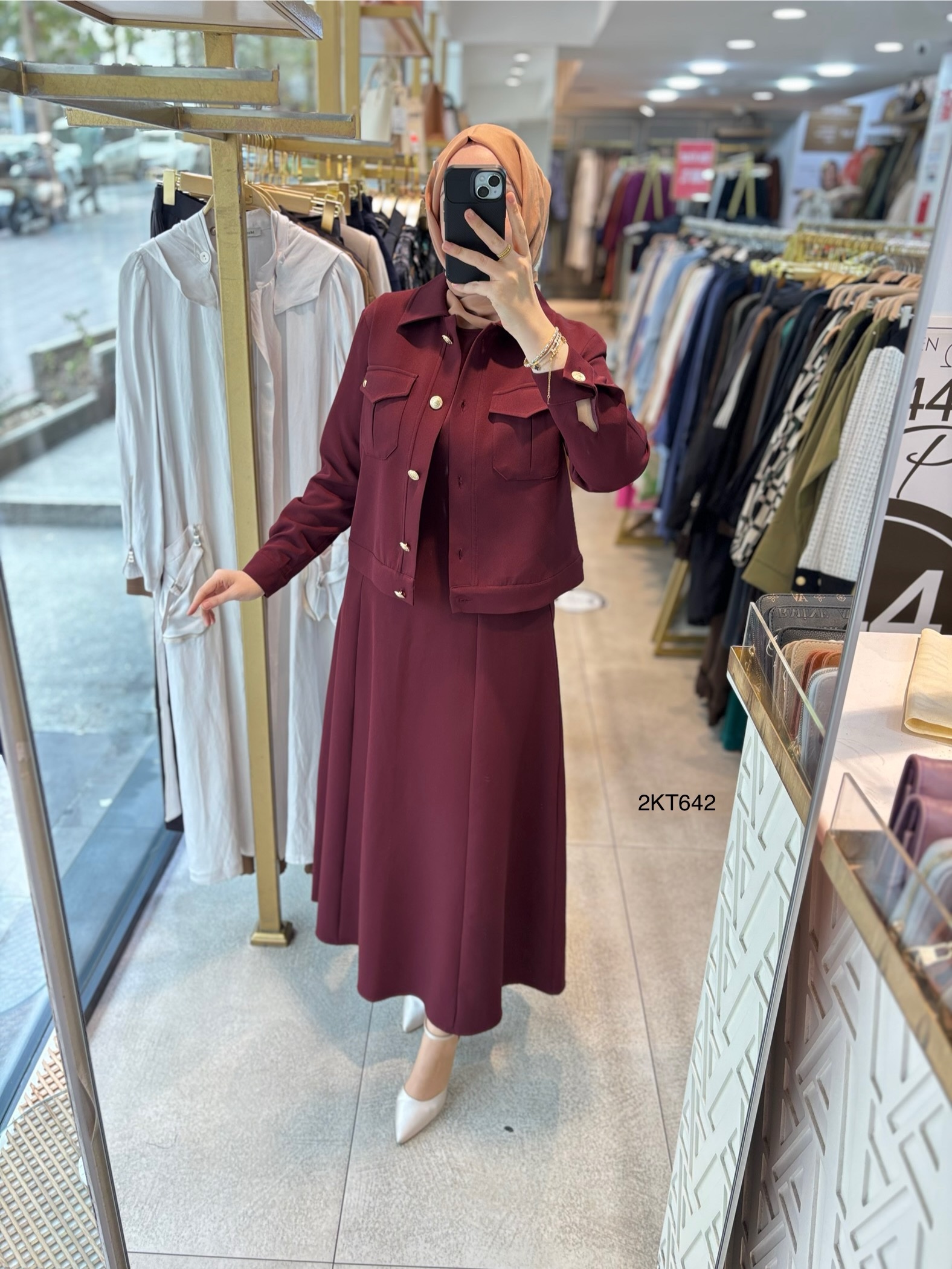 25KT642 ARMİNE TREND JİLE CEKET ELBİSE - Görsel 8