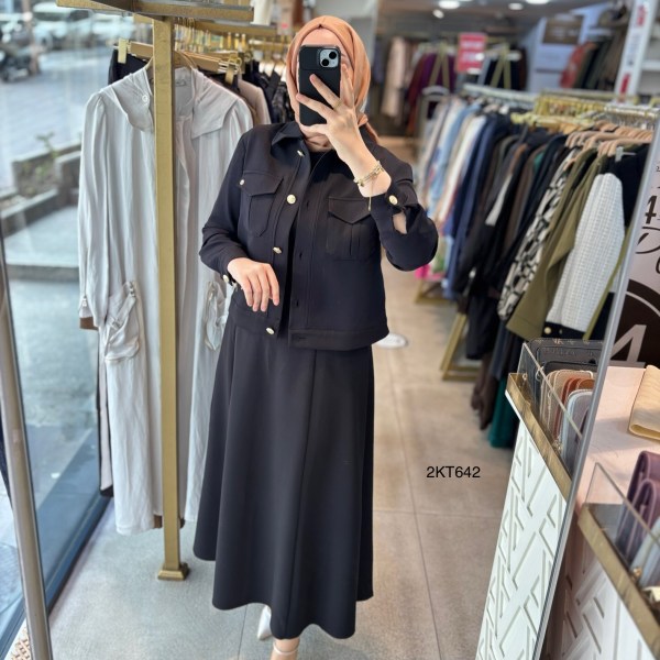 25KT642 ARMİNE TREND JİLE CEKET ELBİSE - Görsel 5