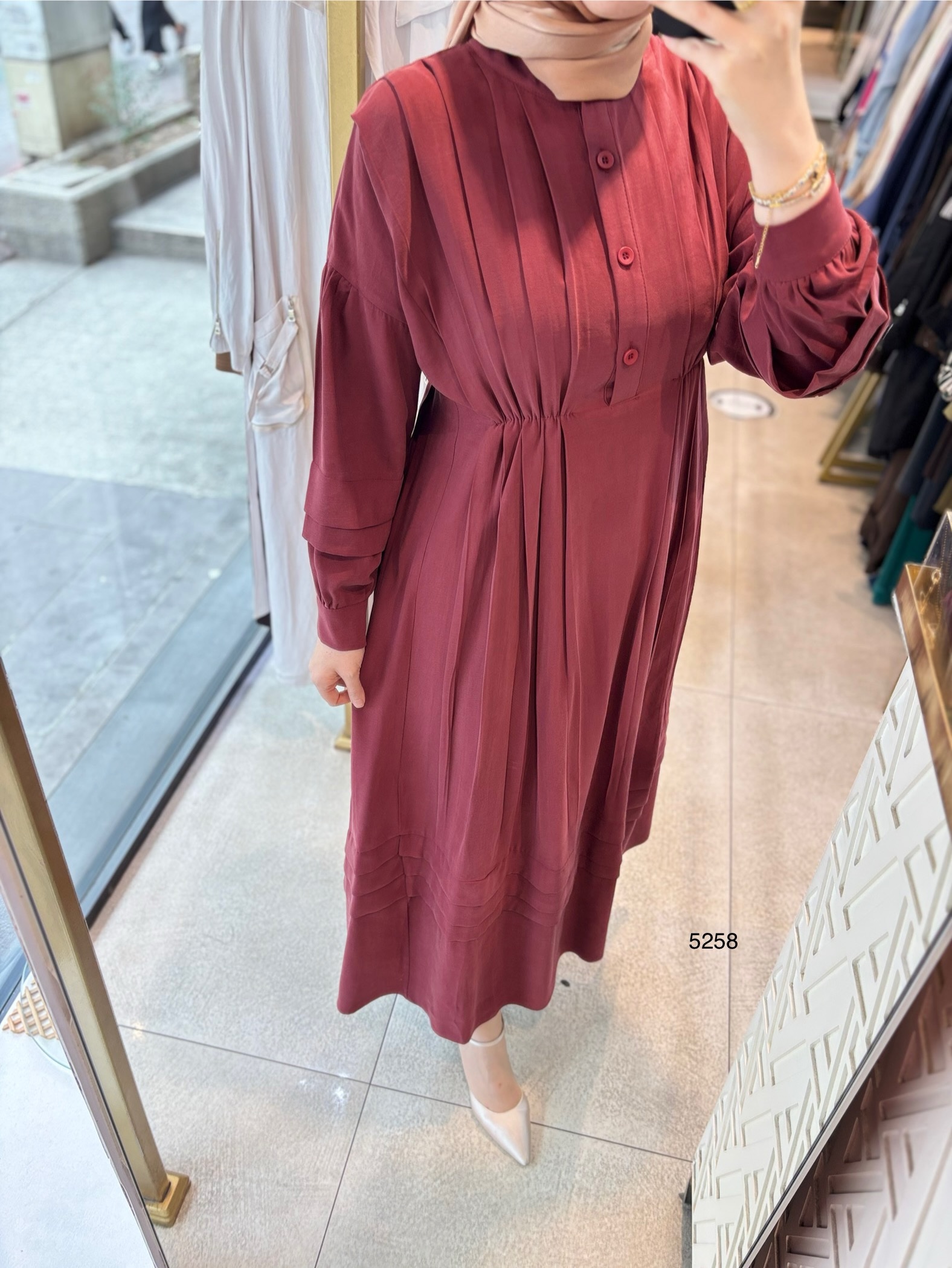 5258 PİLE DETAYLI ELBİSE - Görsel 7