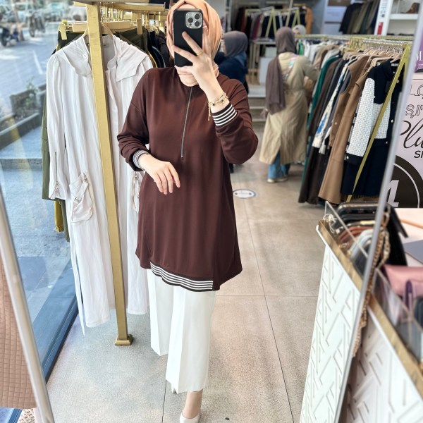 1011 RİBANA DETAYLI TUNİK - Görsel 14