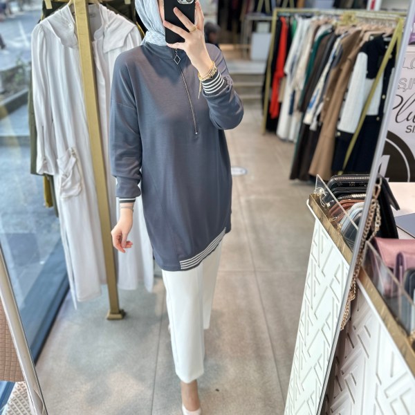 1011 RİBANA DETAYLI TUNİK - Görsel 1