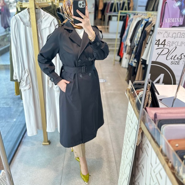 SZ1547 SELMA ZAFEROĞLU DÜĞMELİ TRENÇKOT - Görsel 3