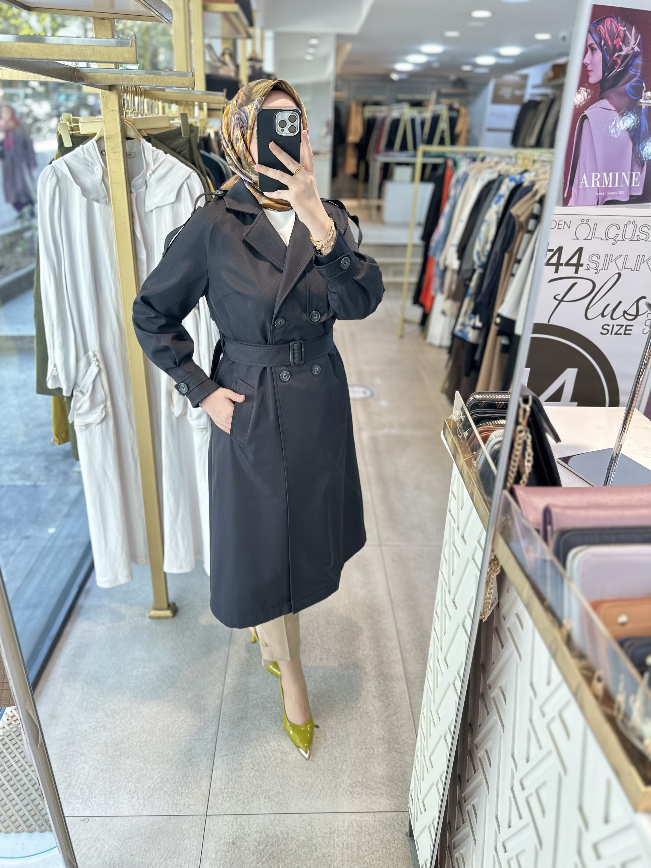 SZ1547 SELMA ZAFEROĞLU DÜĞMELİ TRENÇKOT - Görsel 3