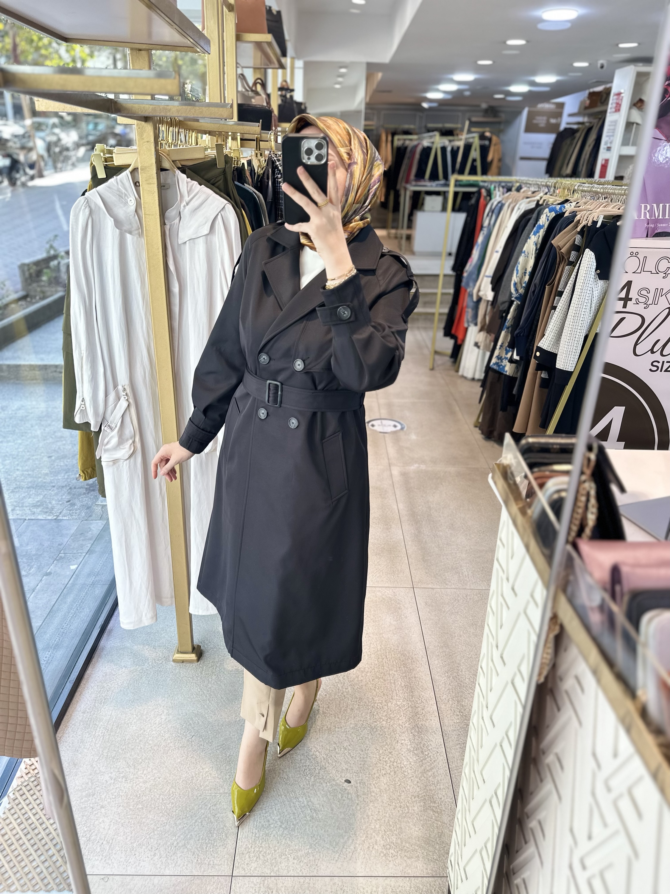 SZ1547 SELMA ZAFEROĞLU DÜĞMELİ TRENÇKOT - Görsel 2