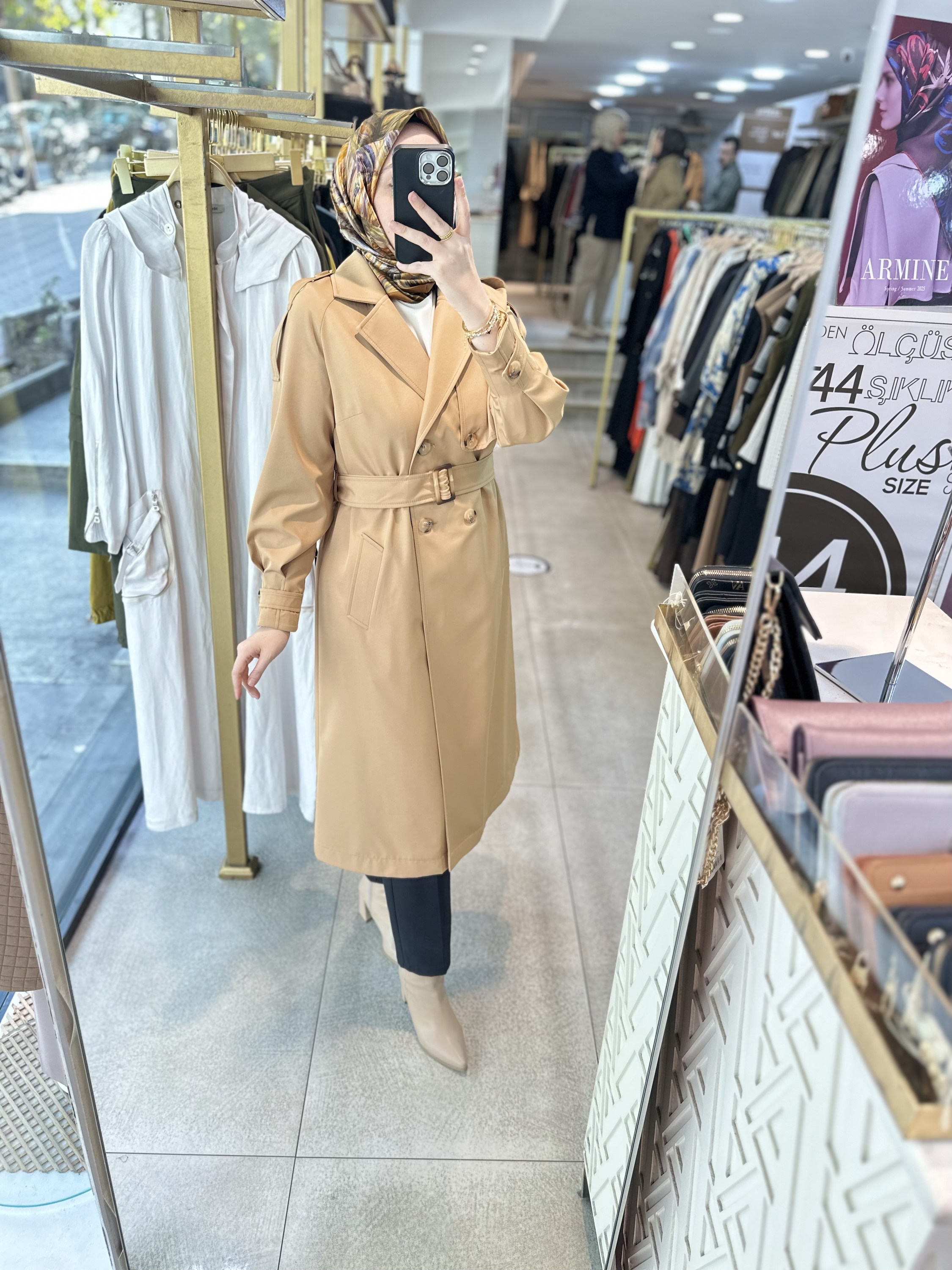 SZ1547 SELMA ZAFEROĞLU DÜĞMELİ TRENÇKOT - Görsel 5