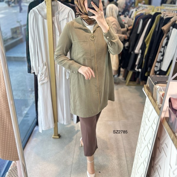 SZ2785 SELMA ZAFEROĞLU ÖNÜ FERMUARLI TUNİK - Görsel 1
