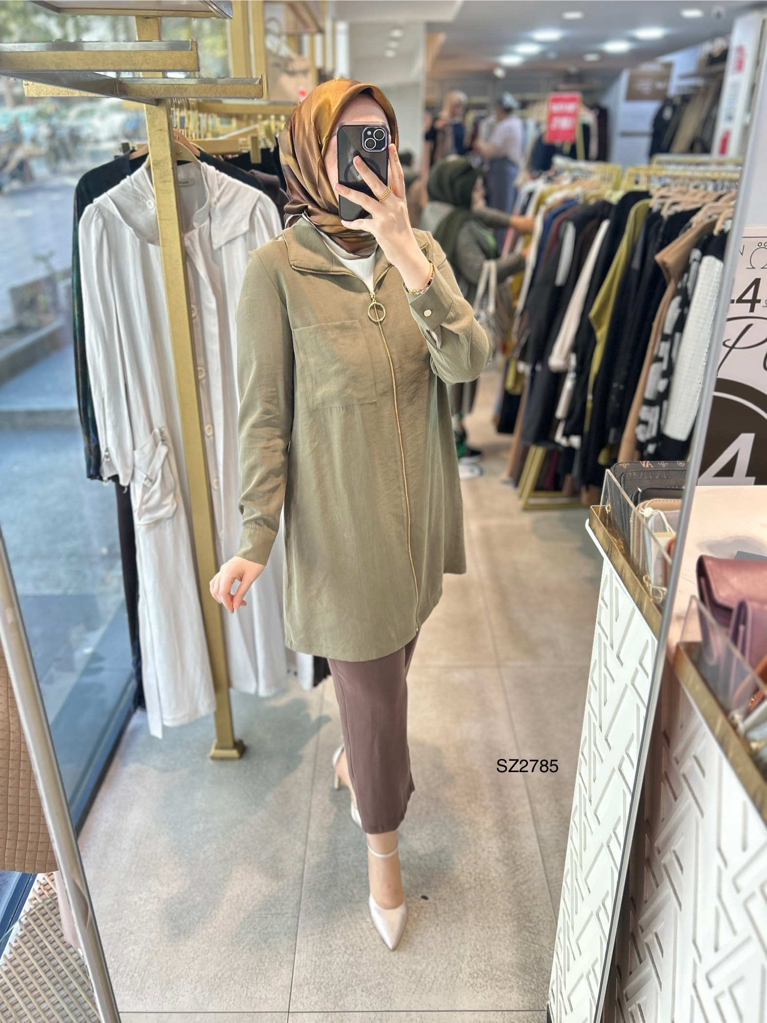 SZ2785 SELMA ZAFEROĞLU ÖNÜ FERMUARLI TUNİK - Görsel 3