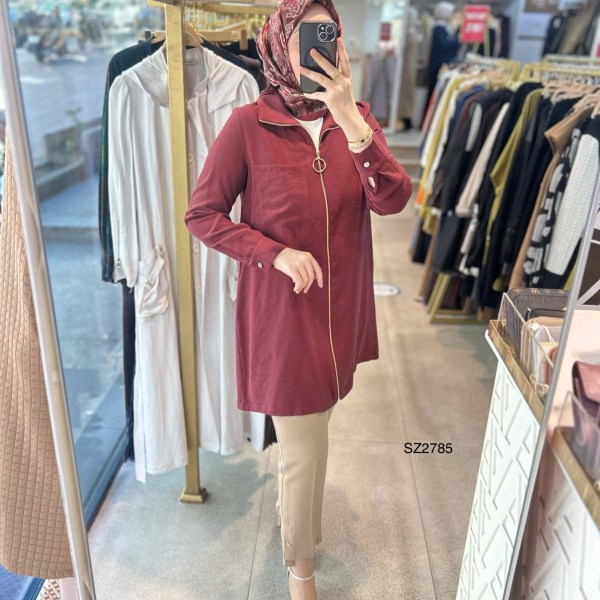 SZ2785 SELMA ZAFEROĞLU ÖNÜ FERMUARLI TUNİK - Görsel 12