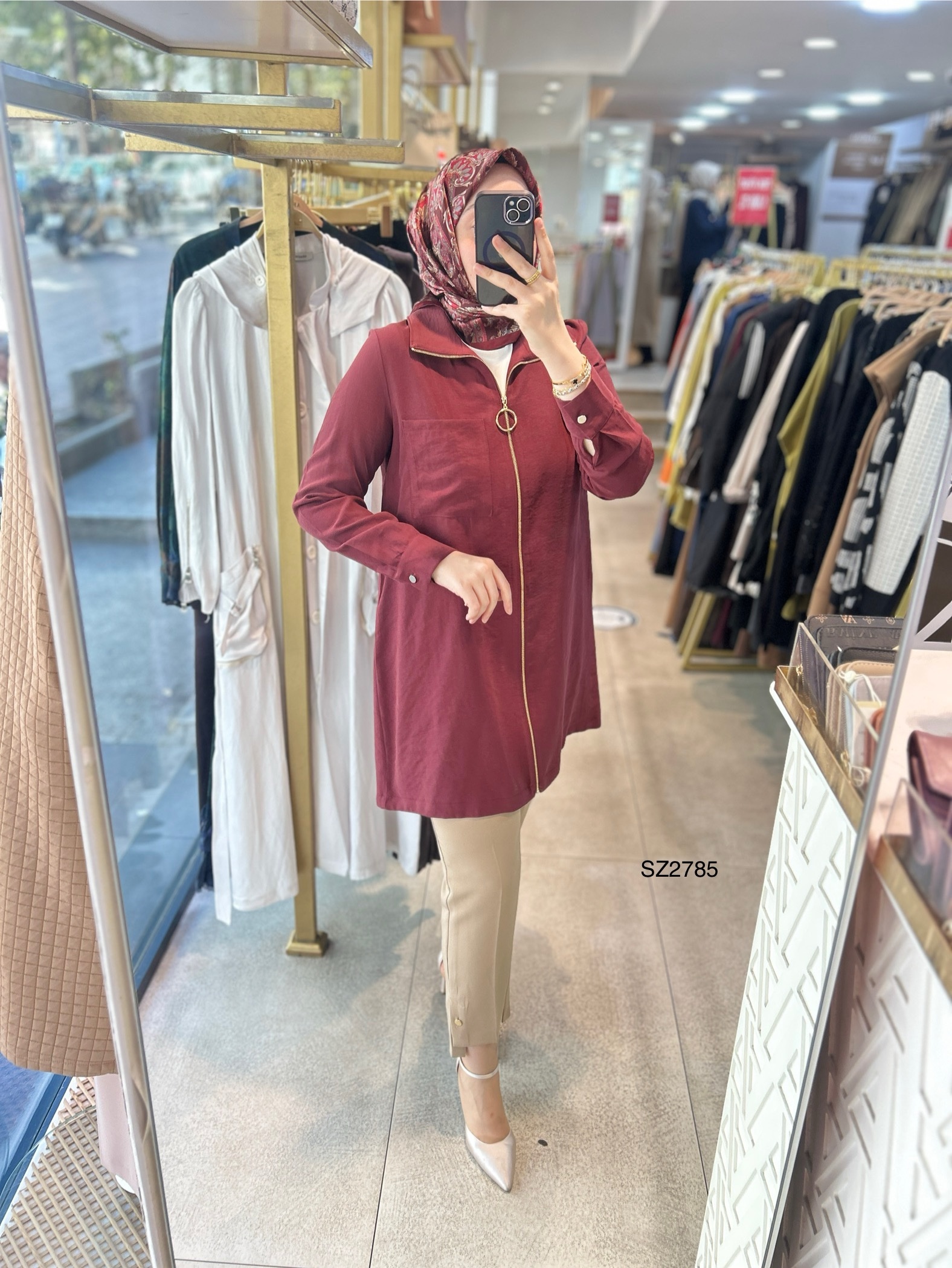 SZ2785 SELMA ZAFEROĞLU ÖNÜ FERMUARLI TUNİK - Görsel 12