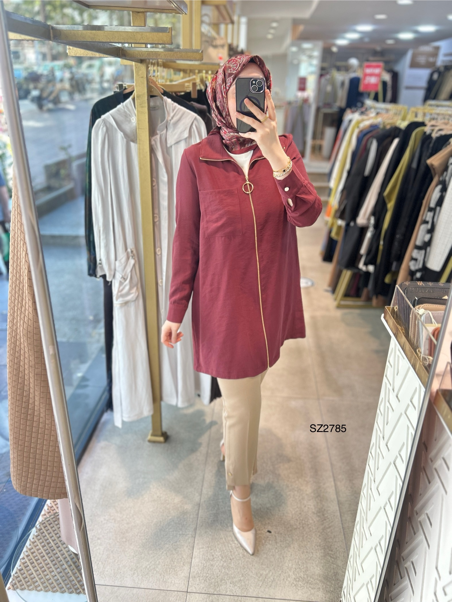 SZ2785 SELMA ZAFEROĞLU ÖNÜ FERMUARLI TUNİK - Görsel 5