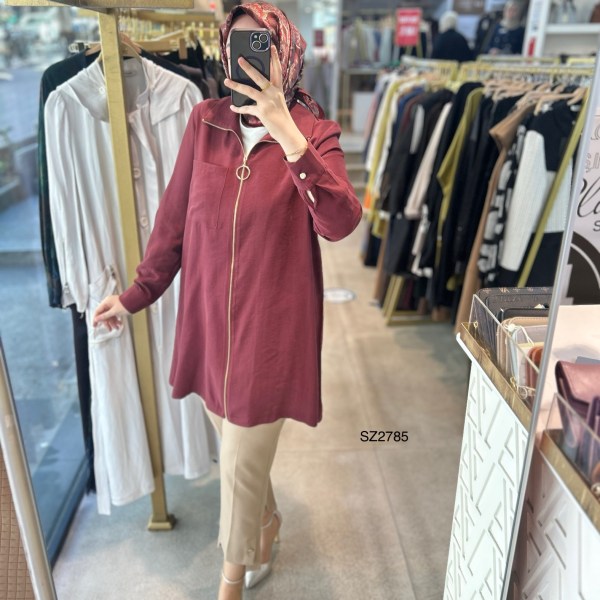 SZ2785 SELMA ZAFEROĞLU ÖNÜ FERMUARLI TUNİK - Görsel 21