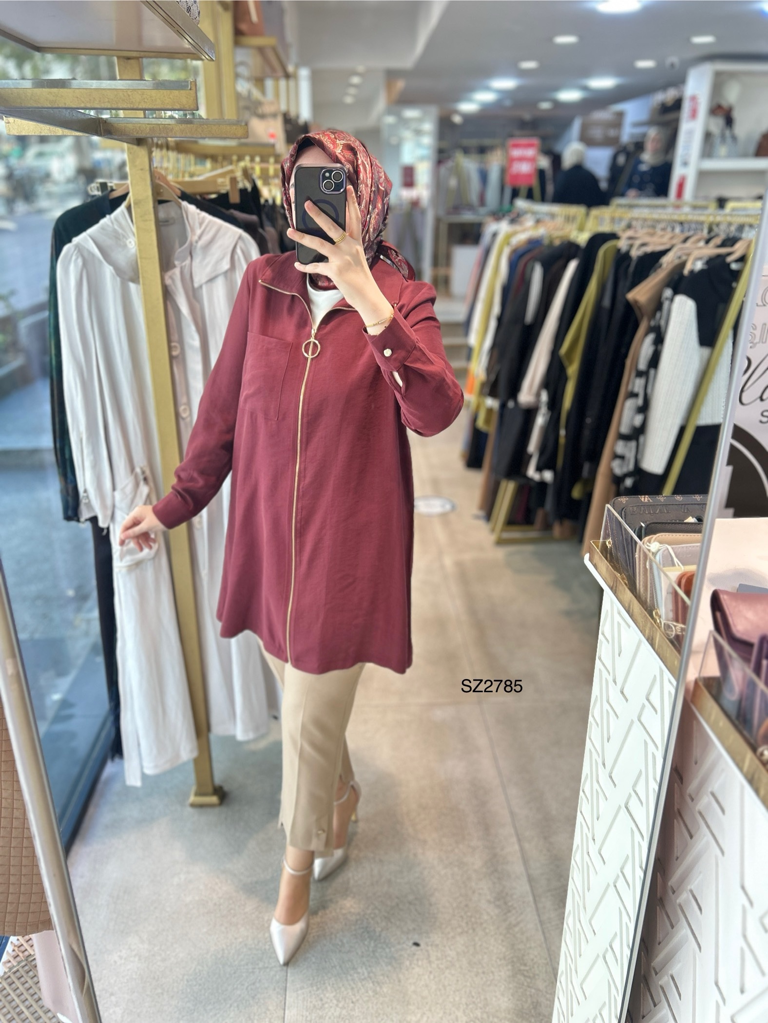 SZ2785 SELMA ZAFEROĞLU ÖNÜ FERMUARLI TUNİK - Görsel 4