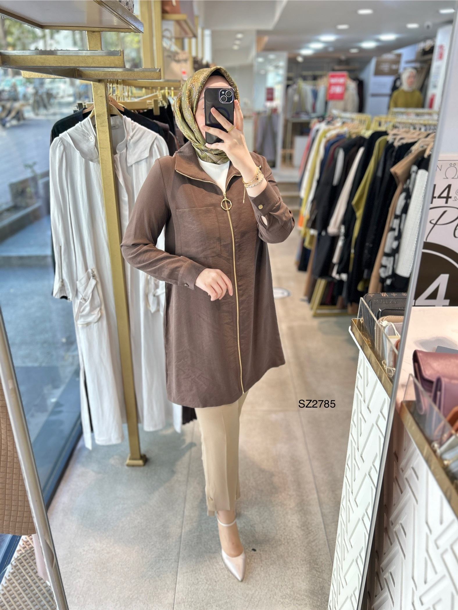 SZ2785 SELMA ZAFEROĞLU ÖNÜ FERMUARLI TUNİK - Görsel 13