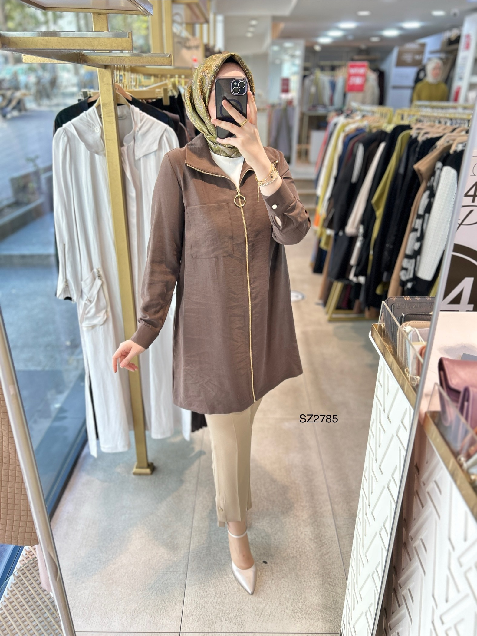 SZ2785 SELMA ZAFEROĞLU ÖNÜ FERMUARLI TUNİK - Görsel 10