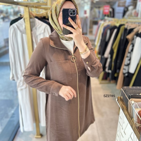SZ2785 SELMA ZAFEROĞLU ÖNÜ FERMUARLI TUNİK - Görsel 25
