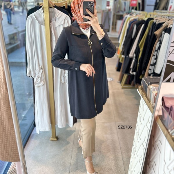 SZ2785 SELMA ZAFEROĞLU ÖNÜ FERMUARLI TUNİK - Görsel 20