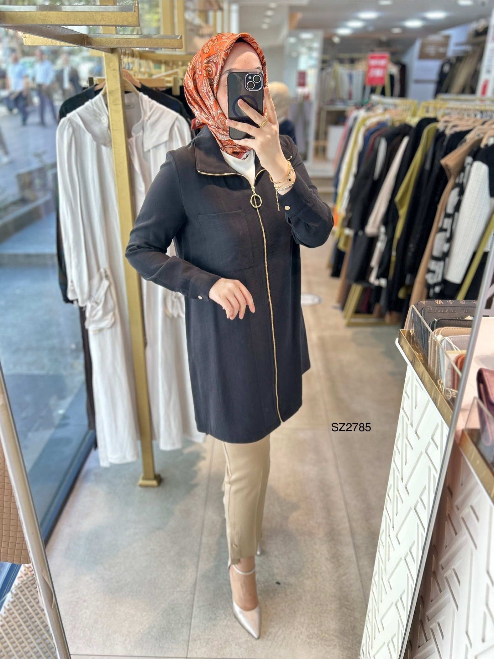 SZ2785 SELMA ZAFEROĞLU ÖNÜ FERMUARLI TUNİK - Görsel 7