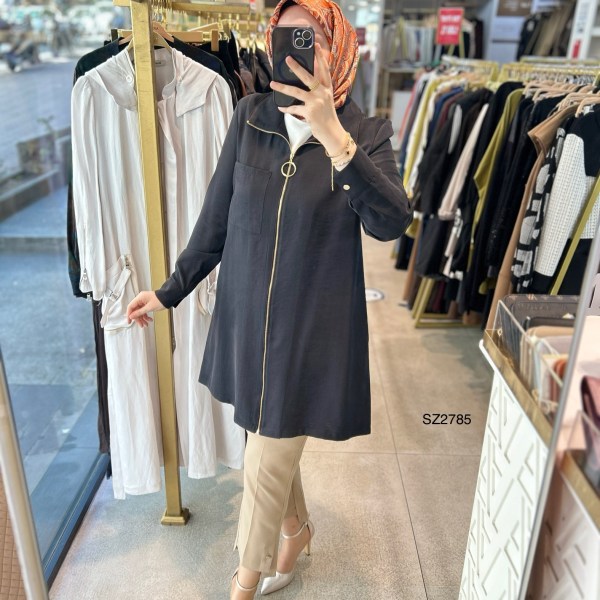 SZ2785 SELMA ZAFEROĞLU ÖNÜ FERMUARLI TUNİK - Görsel 26