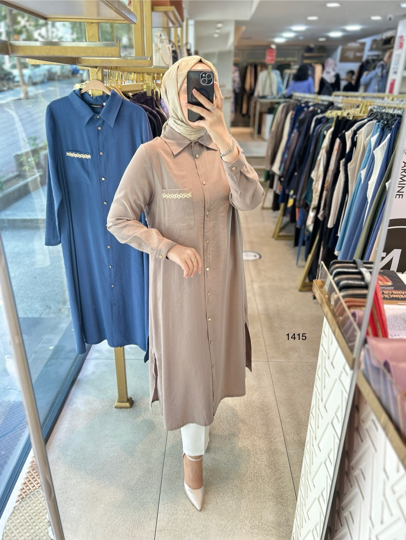 Selma Zaferoğlu 1415 Cep Detayı Hasırlı Tunik