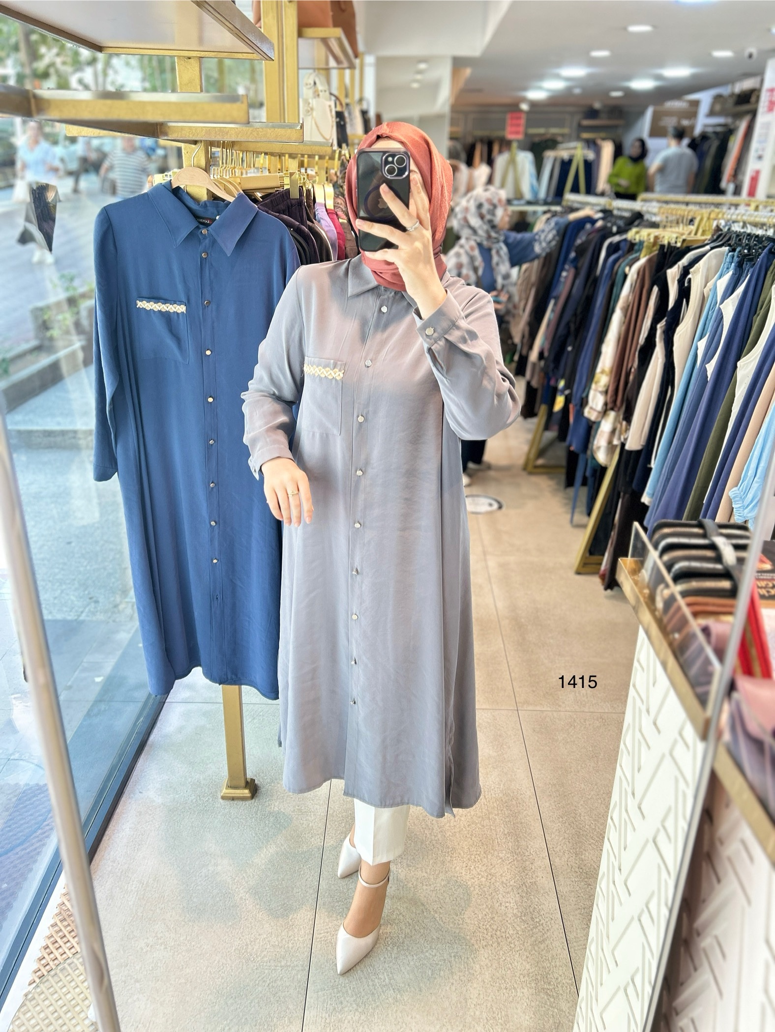 Selma Zaferoğlu 1415 Cep Detayı Hasırlı Tunik - Görsel 11