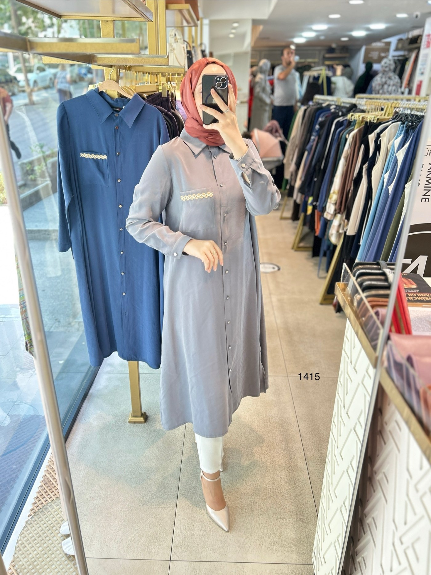 Selma Zaferoğlu 1415 Cep Detayı Hasırlı Tunik