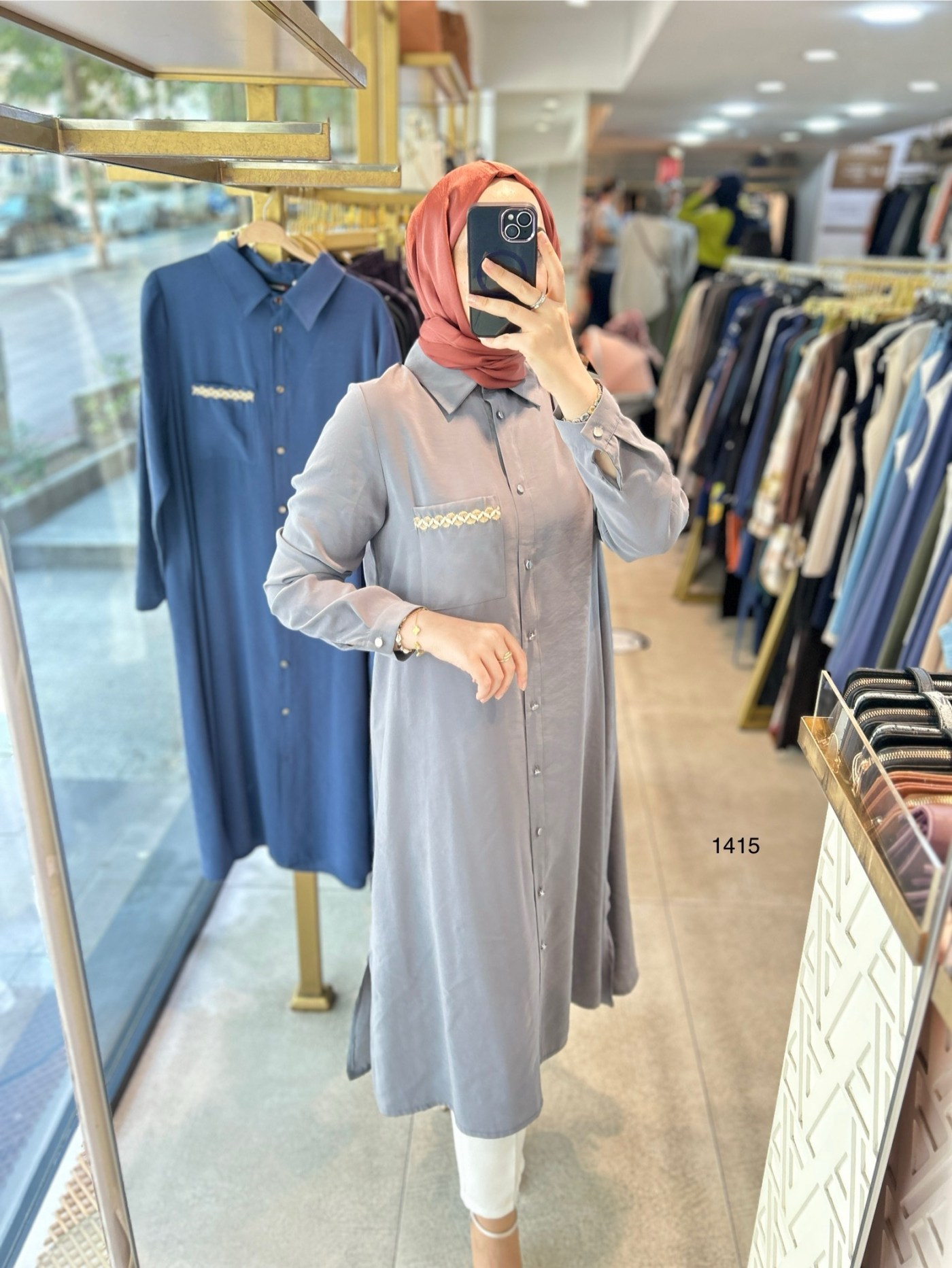 Selma Zaferoğlu 1415 Cep Detayı Hasırlı Tunik