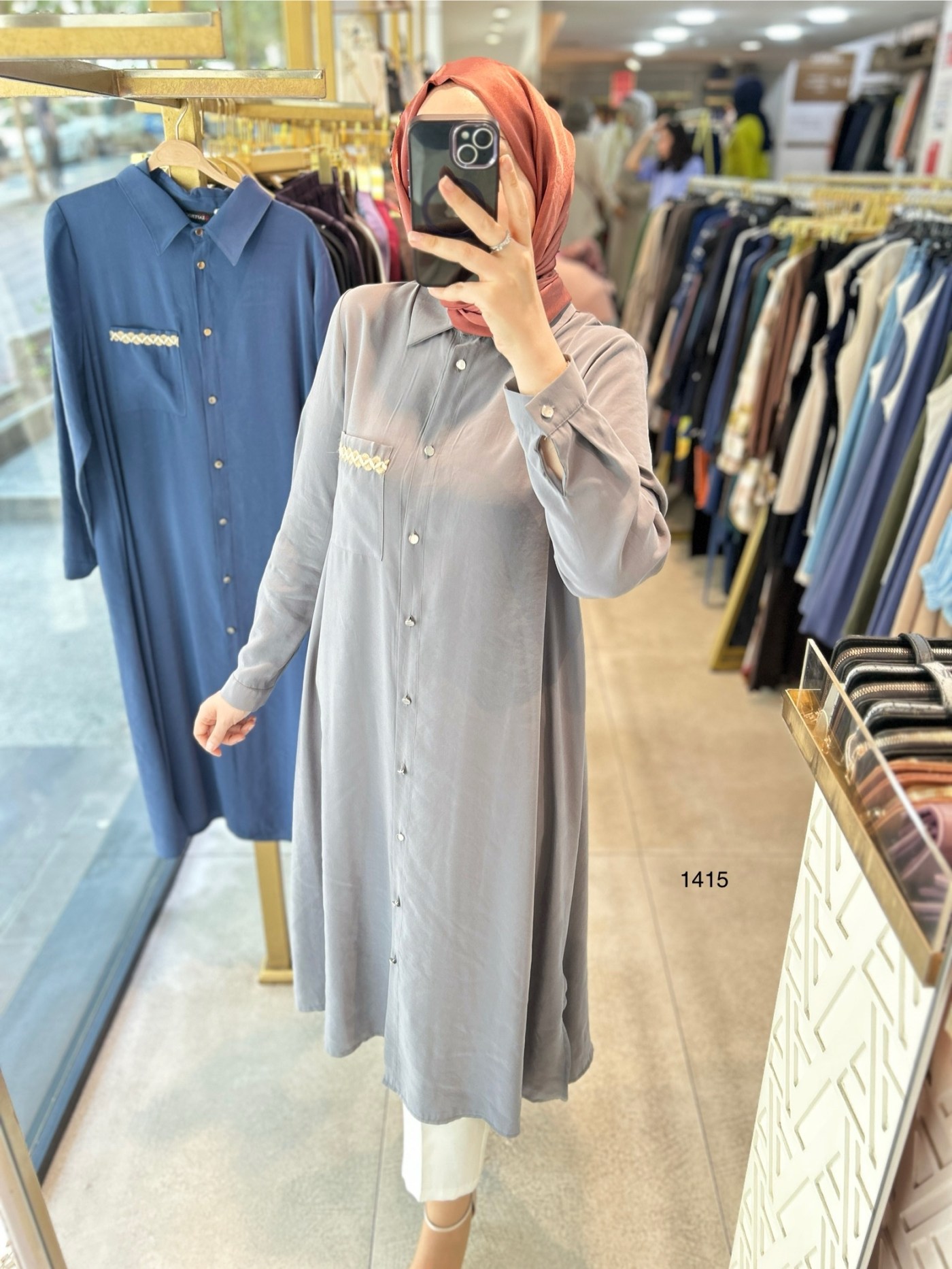 Selma Zaferoğlu 1415 Cep Detayı Hasırlı Tunik