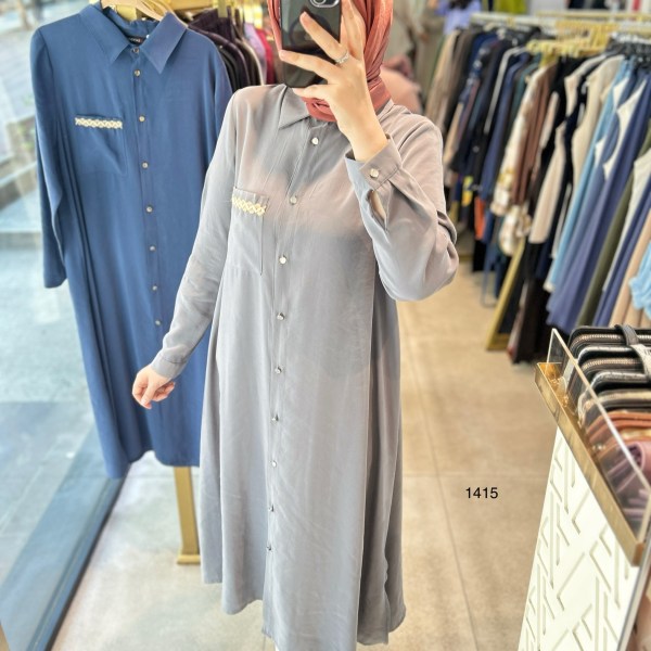 Selma Zaferoğlu 1415 Cep Detayı Hasırlı Tunik - Görsel 9