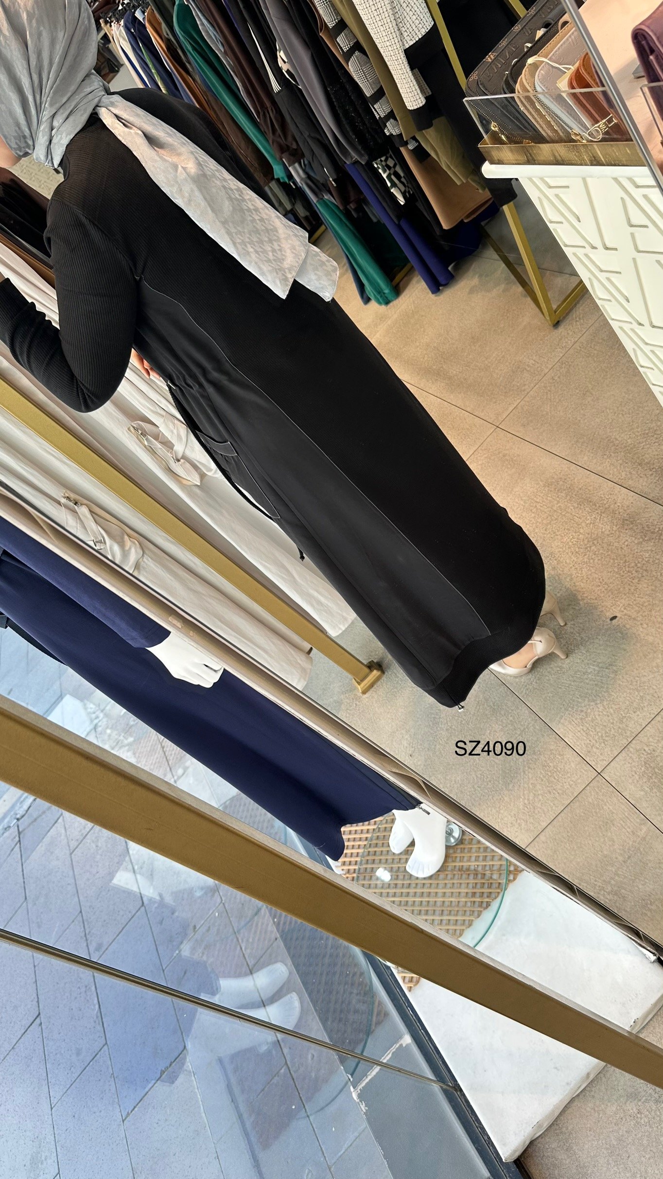 SZ4090 Selma Zaferoğlu Cep Detaylı Elbise