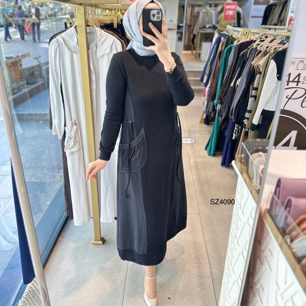 SZ4090 Selma Zaferoğlu Cep Detaylı Elbise - Görsel 8