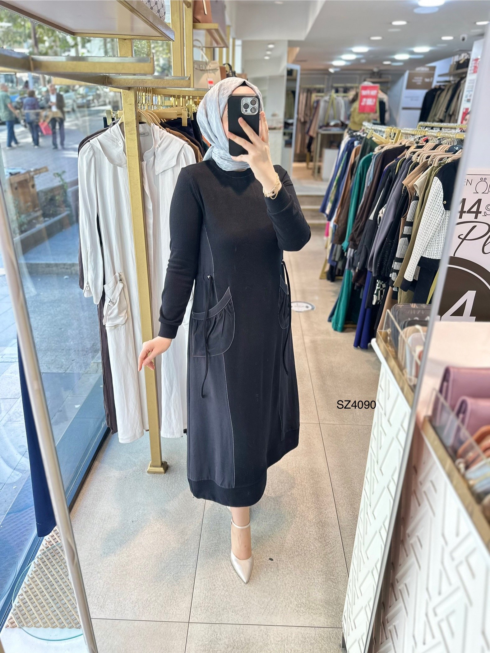 SZ4090 Selma Zaferoğlu Cep Detaylı Elbise - Görsel 8