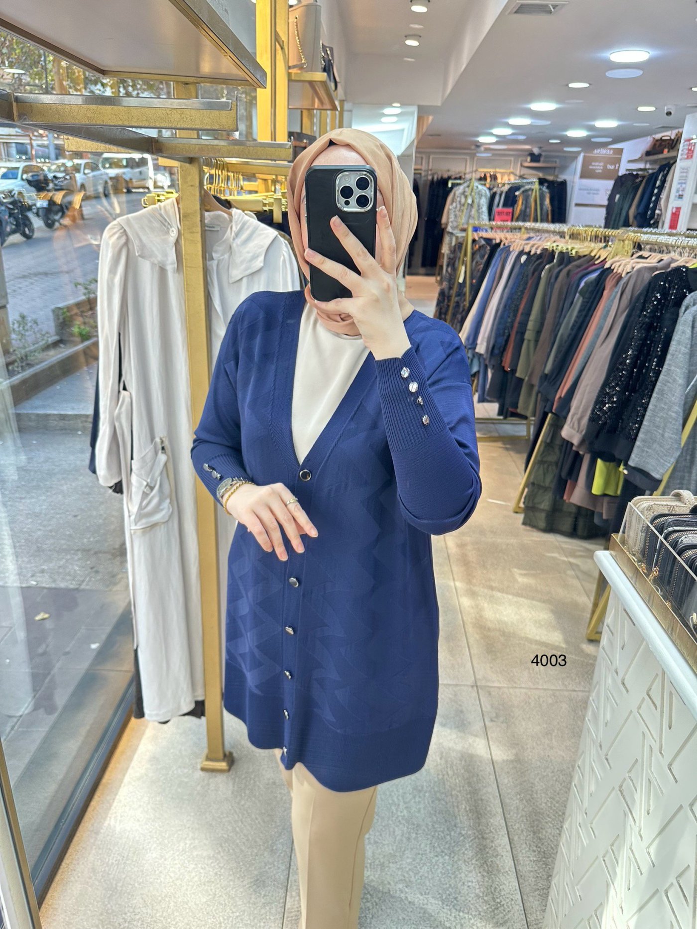 4003 Desenli Merserize Hırka