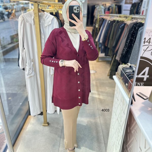 4003 Desenli Merserize Hırka - Görsel 11