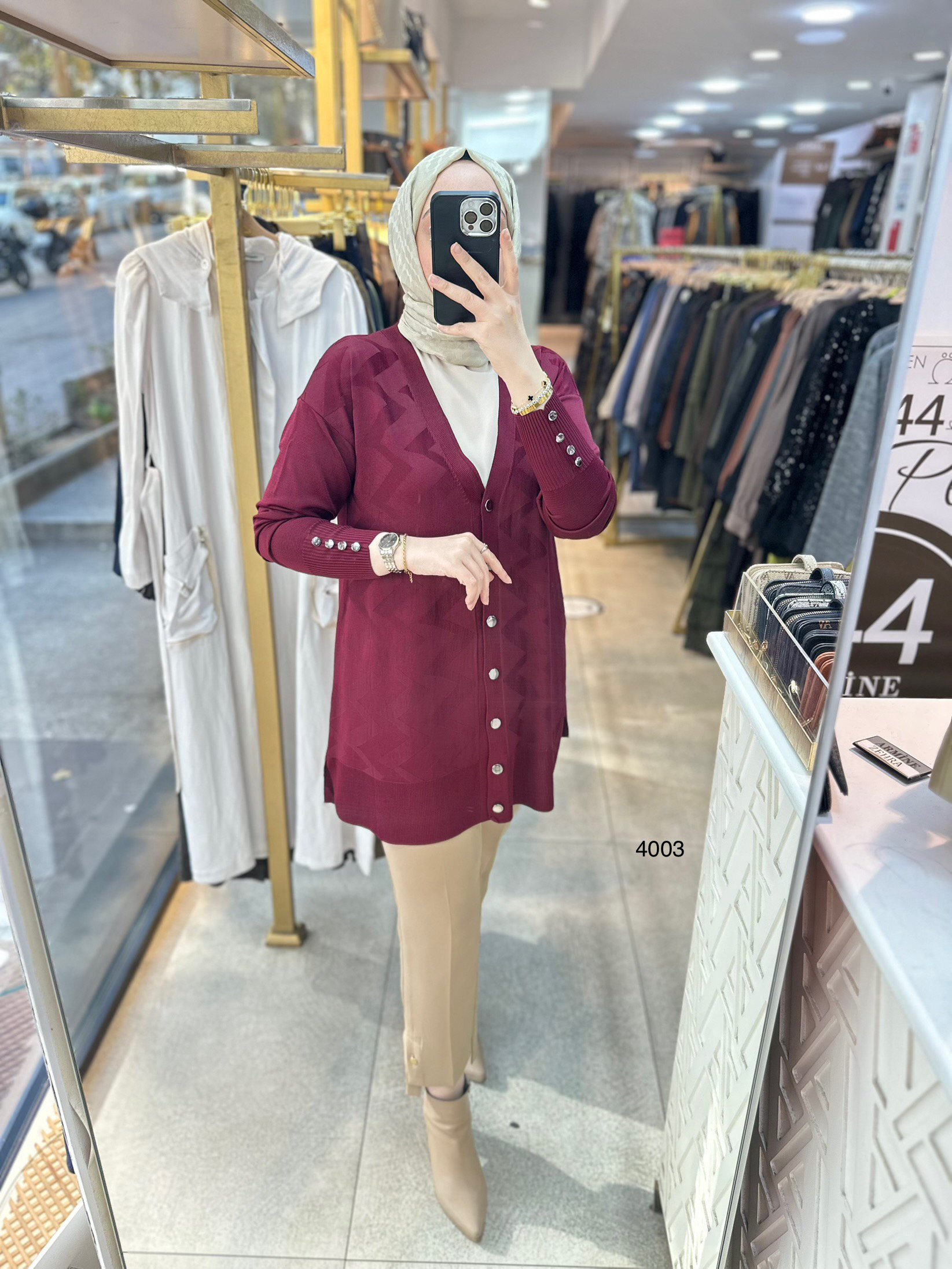 4003 Desenli Merserize Hırka - Görsel 6