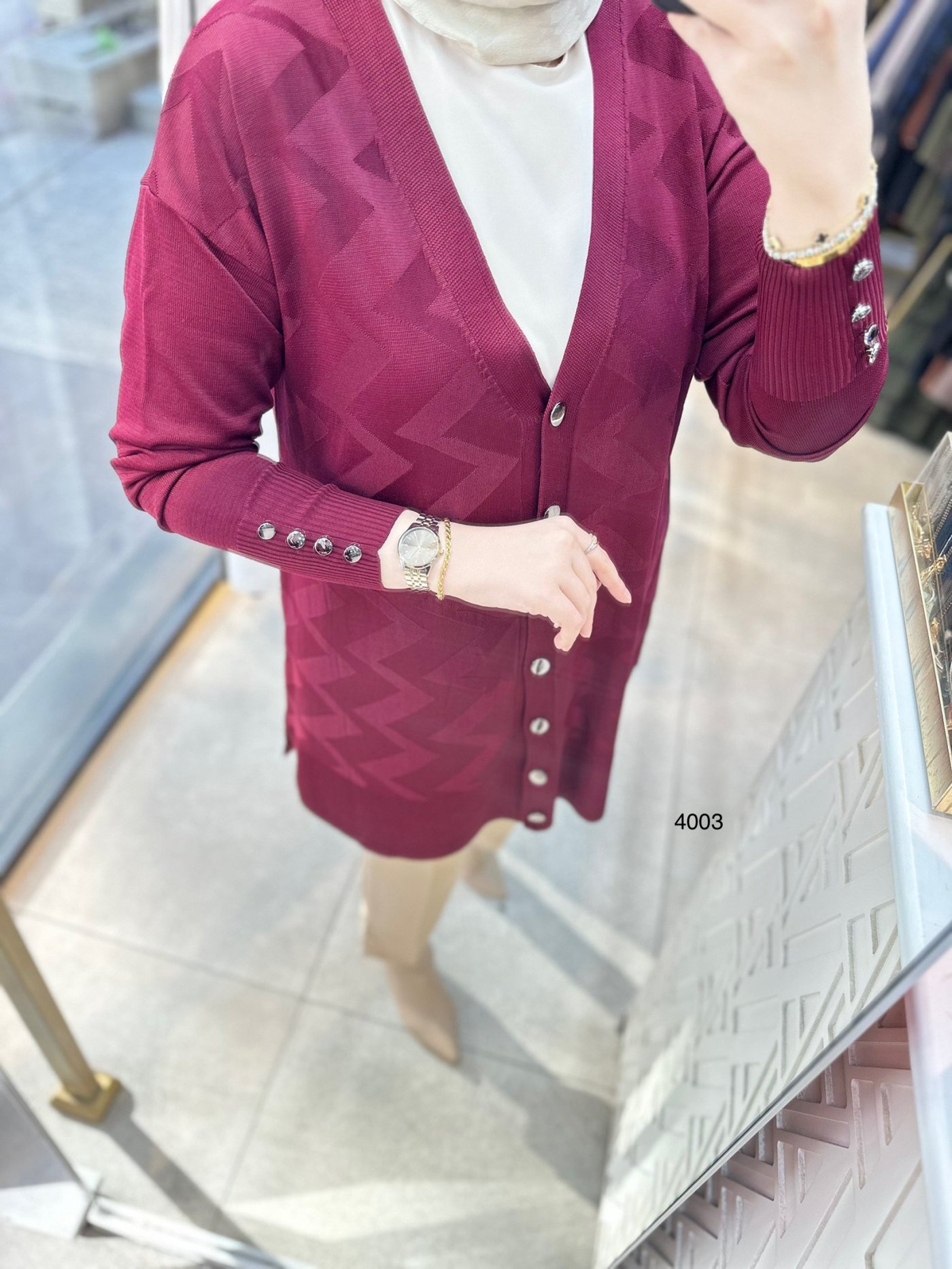 4003 Desenli Merserize Hırka