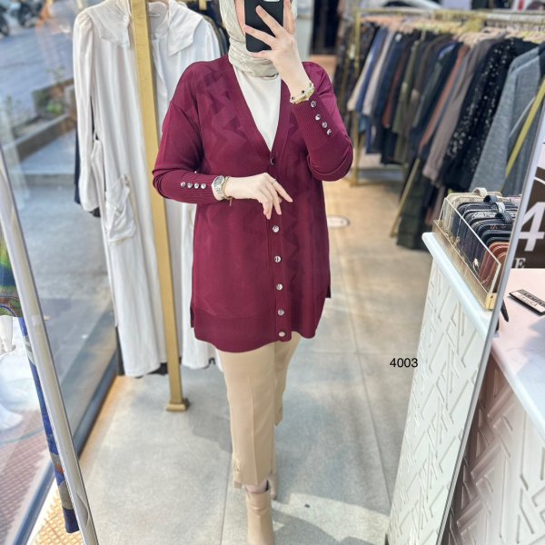 4003 Desenli Merserize Hırka - Görsel 4