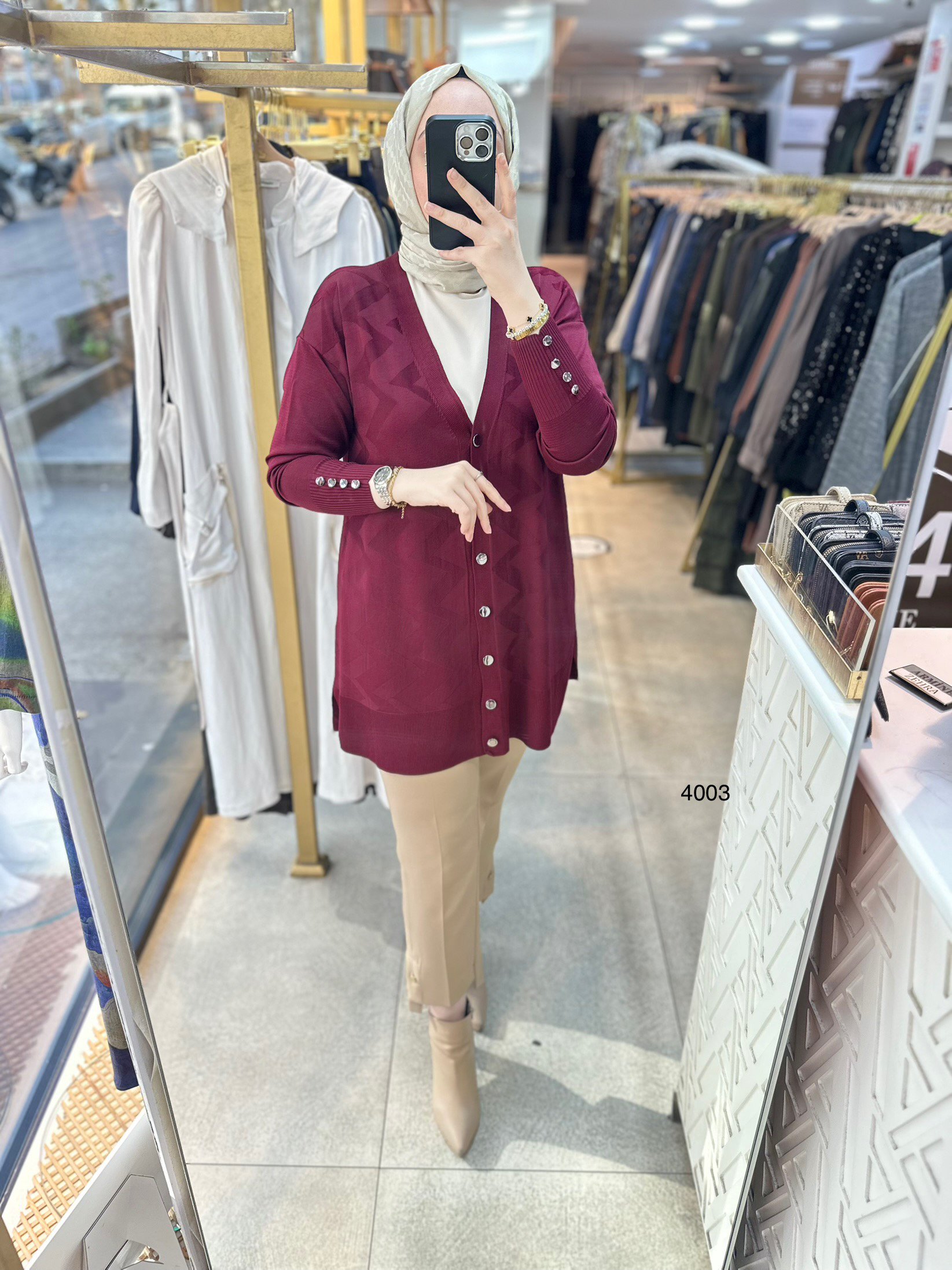 4003 Desenli Merserize Hırka - Görsel 4