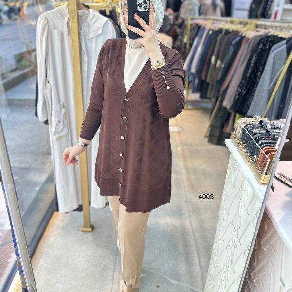 4003 Desenli Merserize Hırka - Görsel 1