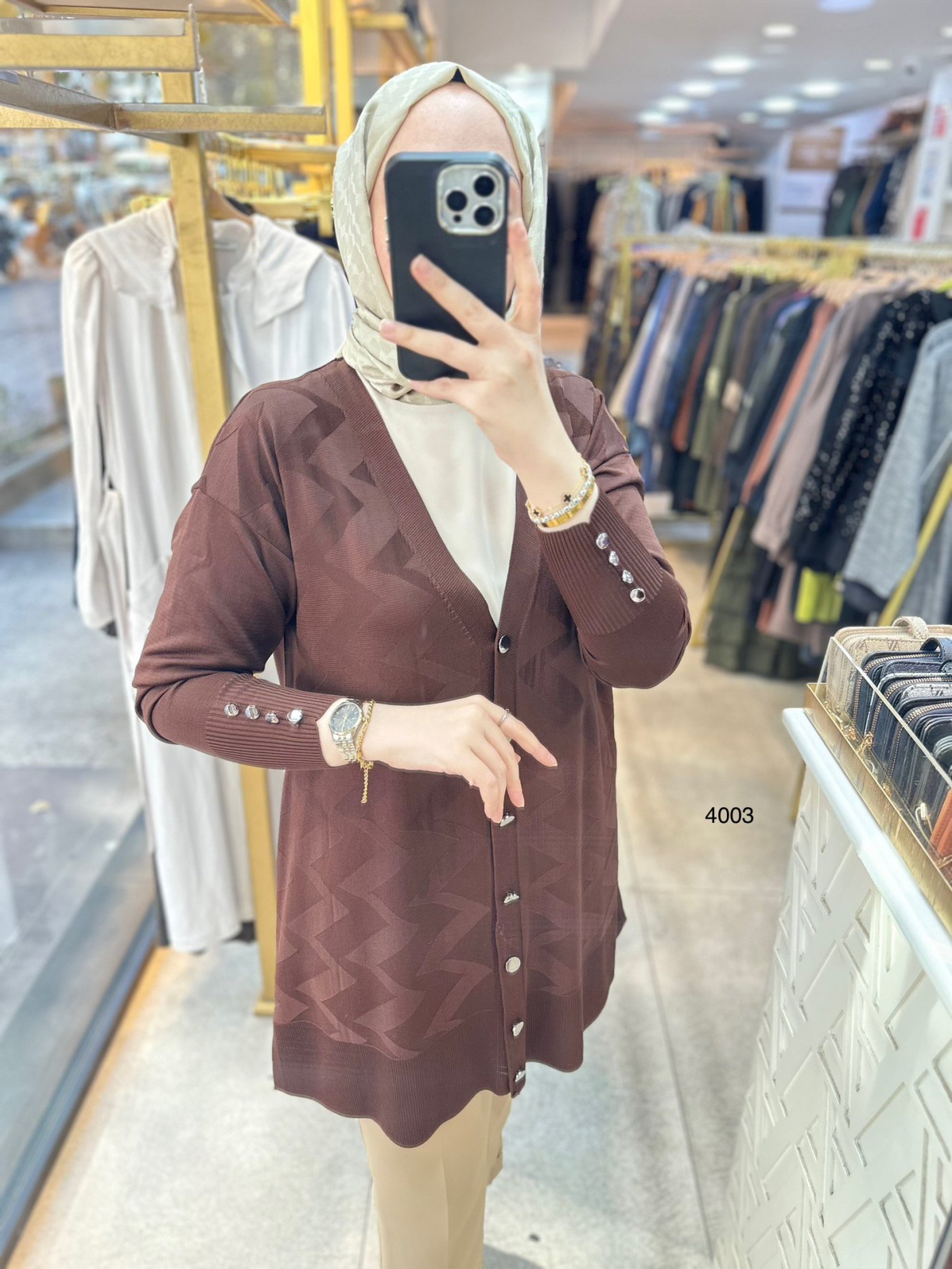 4003 Desenli Merserize Hırka