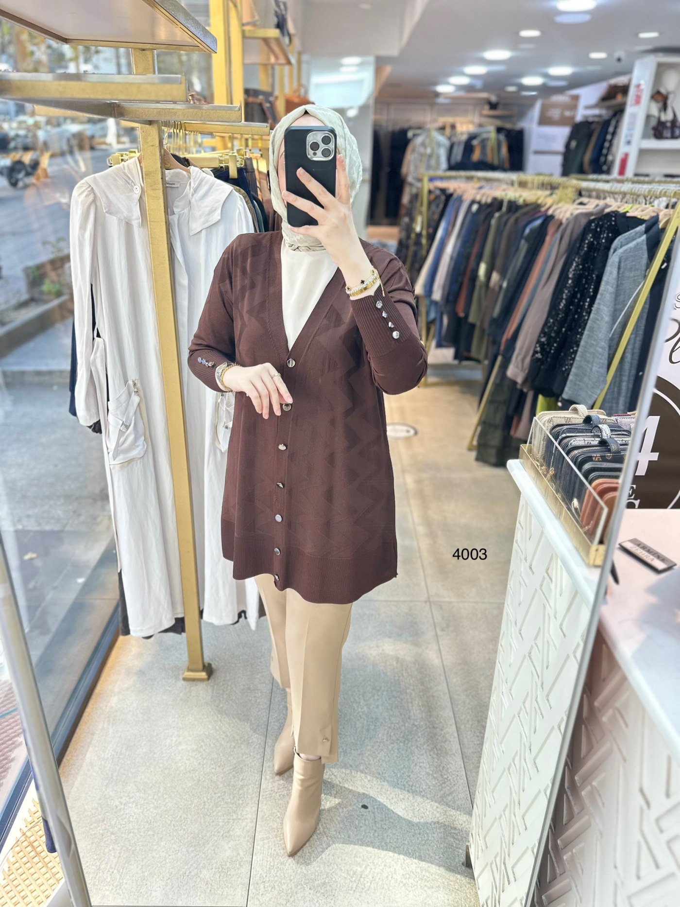 4003 Desenli Merserize Hırka